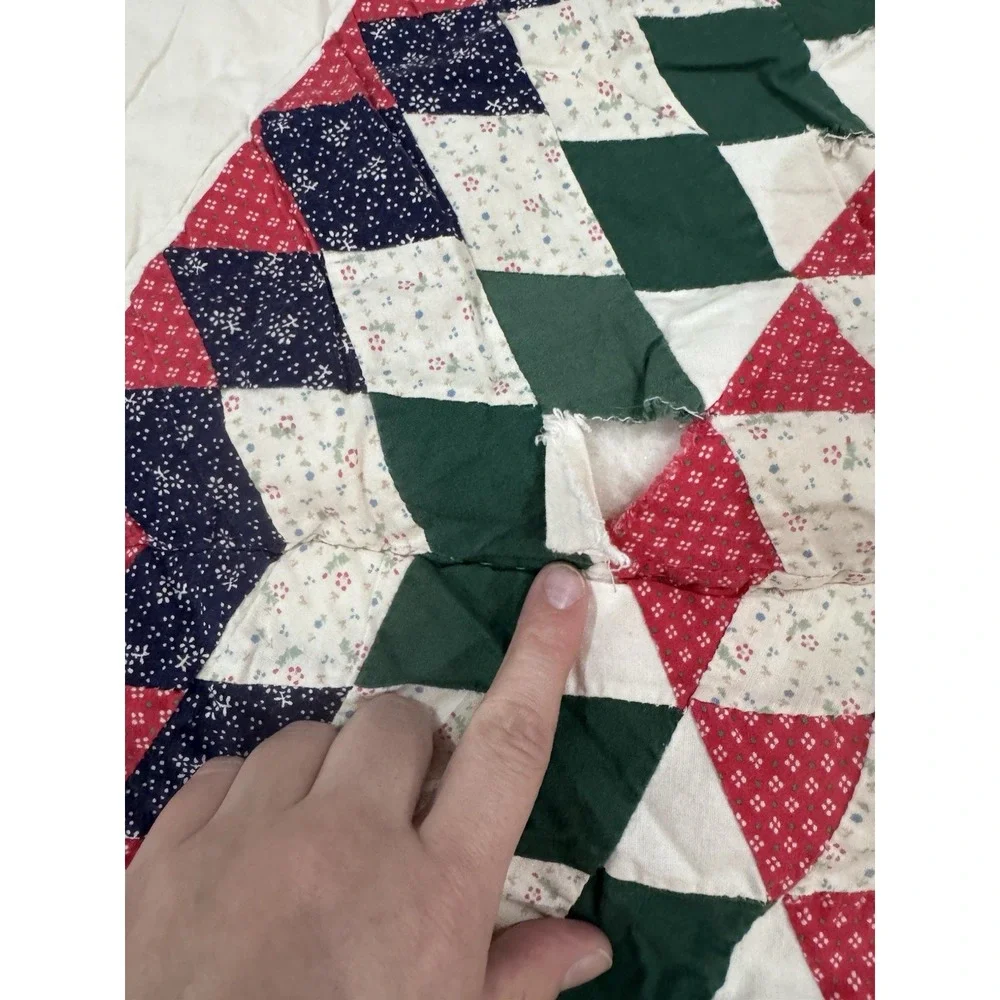VTG Arch Quilts Elmsford NY Broken Star Patchwork Hand Quilted 92x82 Cottage